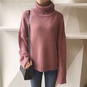 Mock/Turtle Neck Fuschia/Mauve Sweater